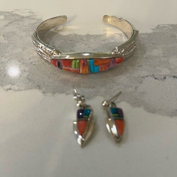 Vintage Rick Tolino Navajo Silver Jewelry Bracelet Bundle - Picture 1 of 4